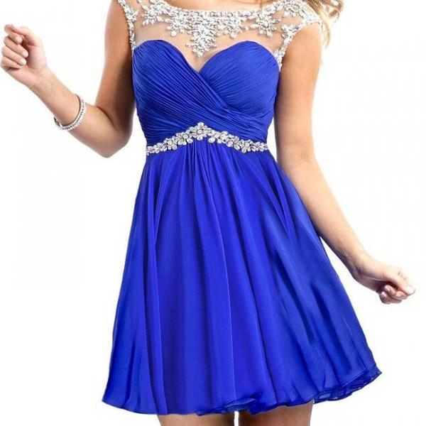 Custom Made Short Dresses,Short Prom Dress, Blue