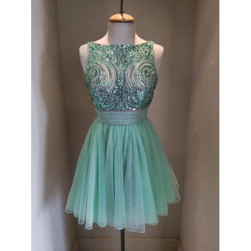 Charming Green Dress,Beading Dress,Chiffon